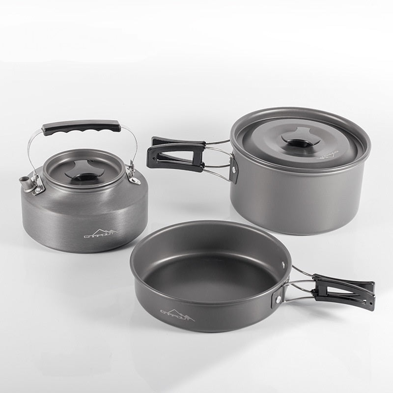 (9.5) Kit Pentole + Teiera Da Campeggio Alluminio Alimentare