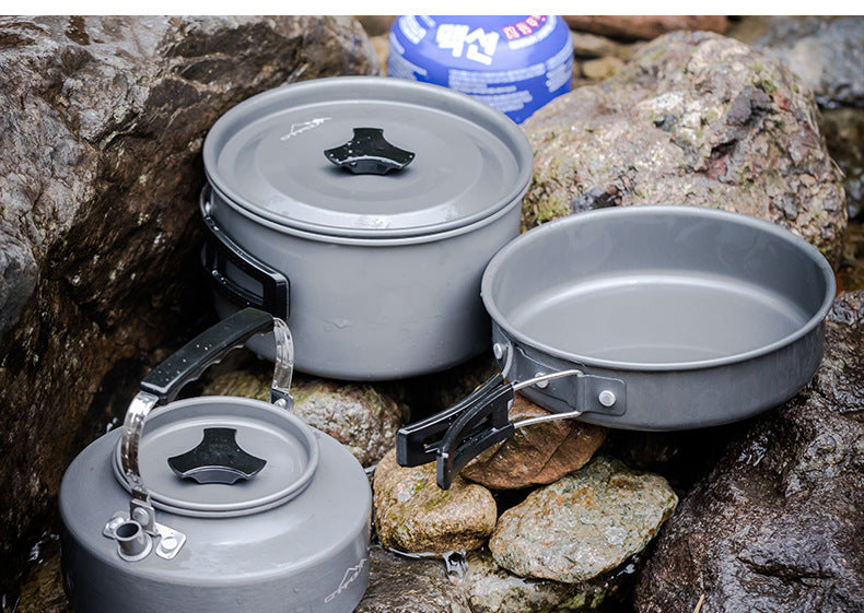 (9.5) Kit Pentole + Teiera Da Campeggio Alluminio Alimentare
