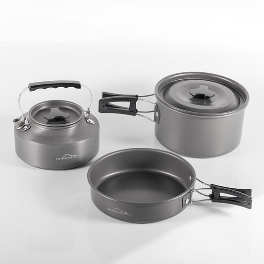 (9.5) Kit Pots + Teapot Camping Aluminum Food